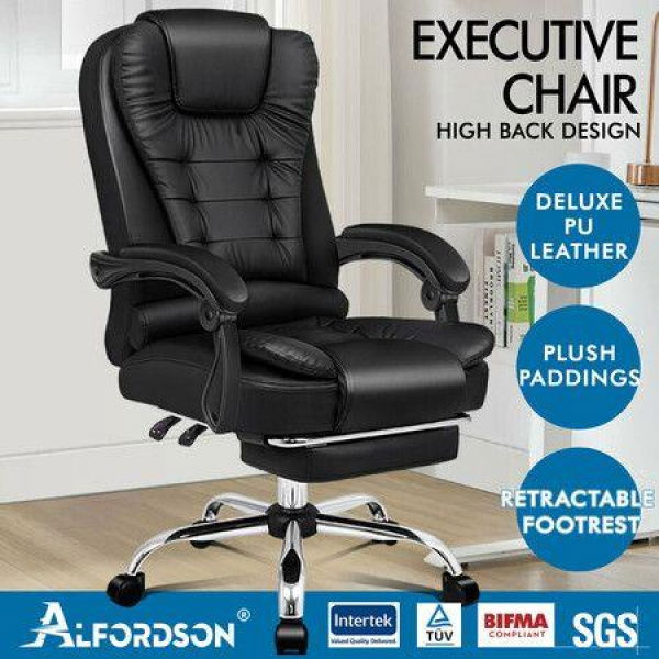 ALFORDSON Office Chair PU Leather Seat Black