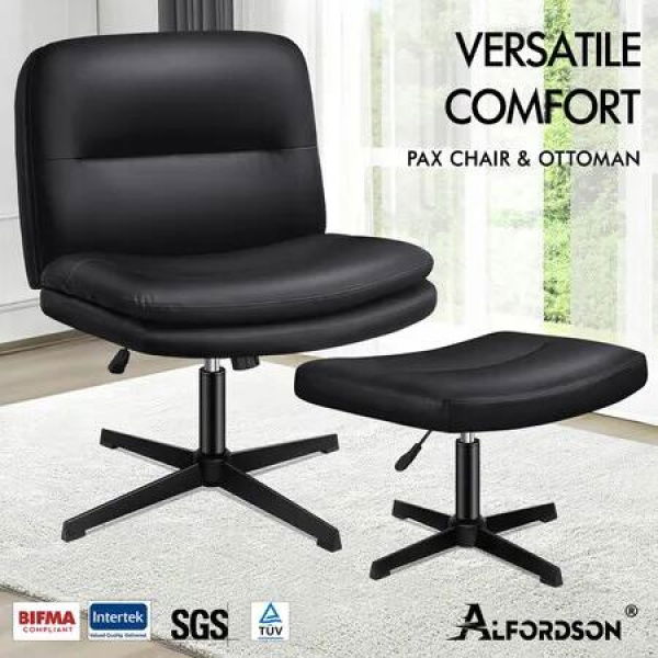 ALFORDSON Office Chair with Ottoman PU Leather Black