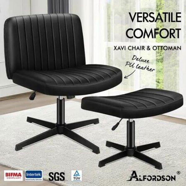 ALFORDSON Office Chair with Ottoman PU Leather Black