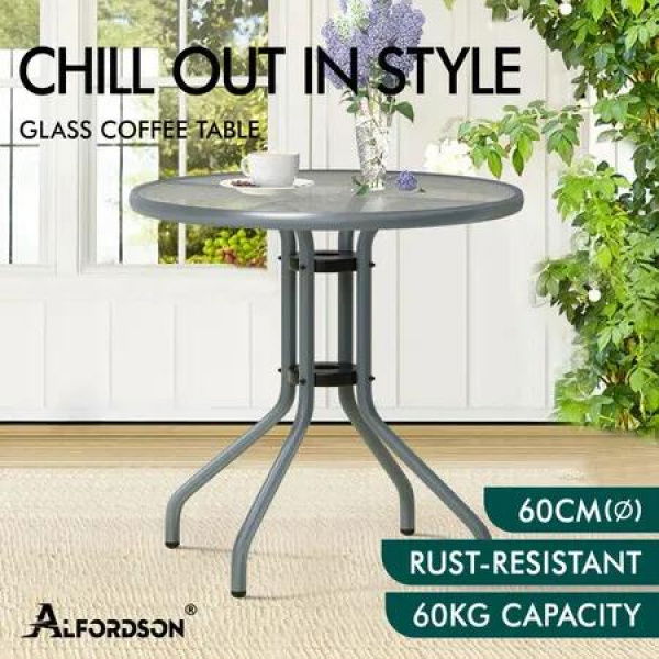 ALFORDSON Patio Coffee Side Table 60CM Grey