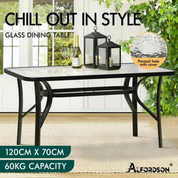 ALFORDSON Patio Dining Table Garden 120CM X 70CM Black