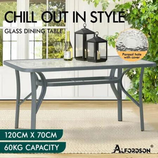 ALFORDSON Patio Dining Table Garden 120CM X 70CM Grey