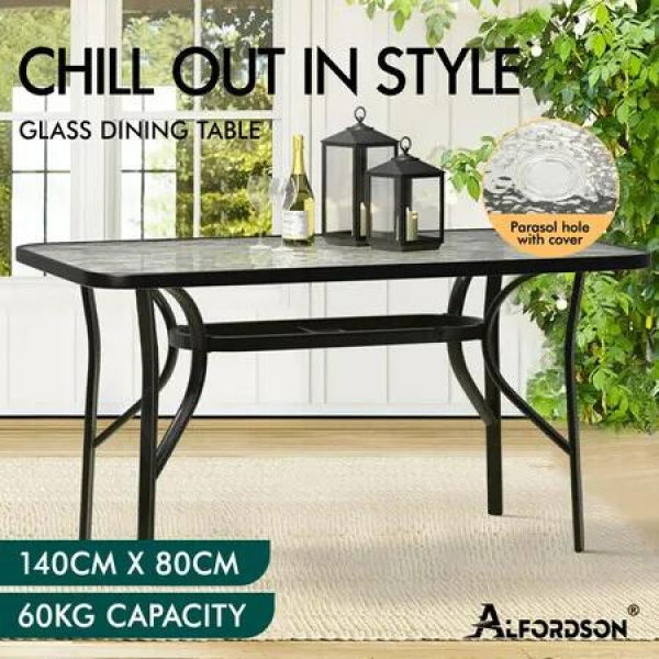 ALFORDSON Patio Dining Table Garden 140CM X 80CM Black