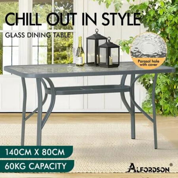 ALFORDSON Patio Dining Table Garden 140CM X 80CM Grey