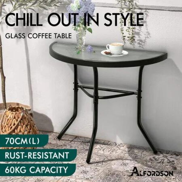 ALFORDSON Patio Side Coffee Table Garden Metal Black