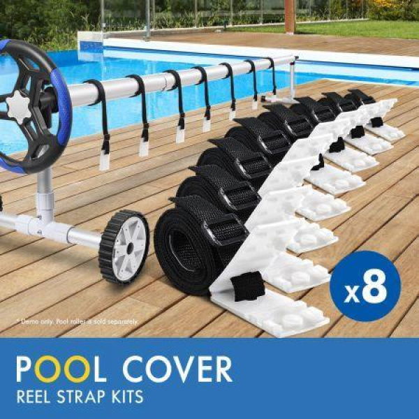 ALFORDSON Pool Cover Roller Straps Kit 8PCS Swimming Pool Blanket Attachment