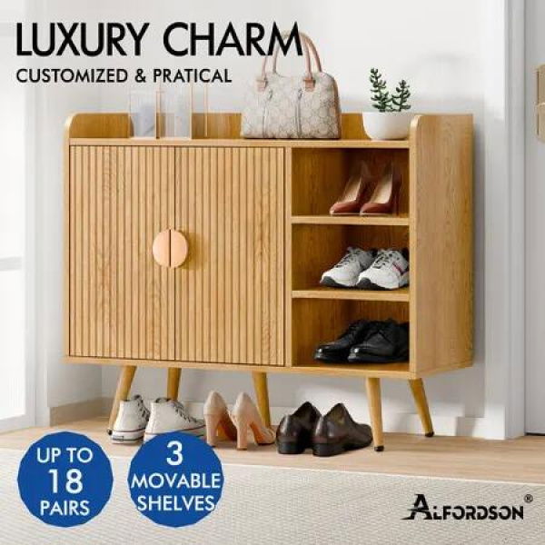 ALFORDSON Shoe Cabinet Organiser Storage Rack Drawer Shelf 18 Pairs Wood