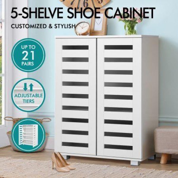 ALFORDSON Shoe Cabinet Organiser Storage Rack Drawer Shelf 21 Pairs White