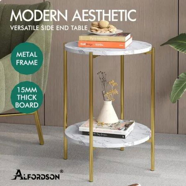 ALFORDSON Side Table Sofa End Bedside Nightstand Gold