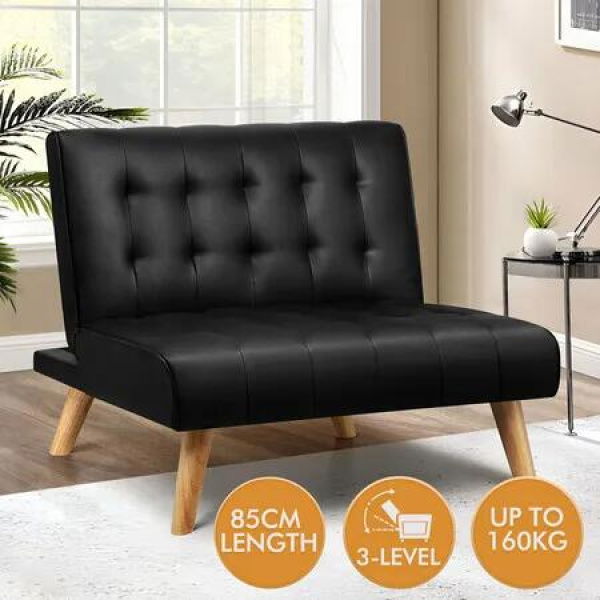 ALFORDSON Sofa Bed Lounge Chair Single Seater PU Leather Black