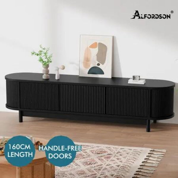 ALFORDSON TV Cabinet Entertainment Unit Stand 160cm Storage Shelf Black