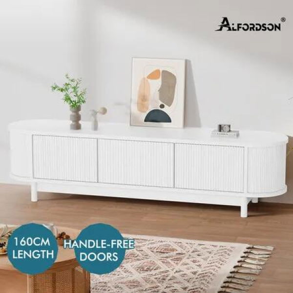 ALFORDSON TV Cabinet Entertainment Unit Stand 160cm Storage Shelf White