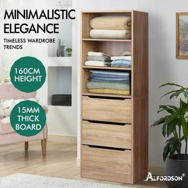 ALFORDSON Wardrobe Clothes Closet Storage Cabinet Organizer Wood