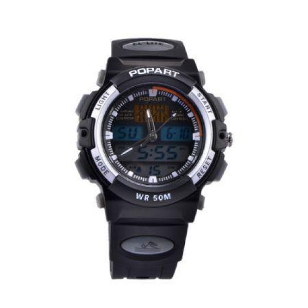 Alike A95 Sports 50m Water Resistant Quartz Digital Wristwatch - Black + Grey.