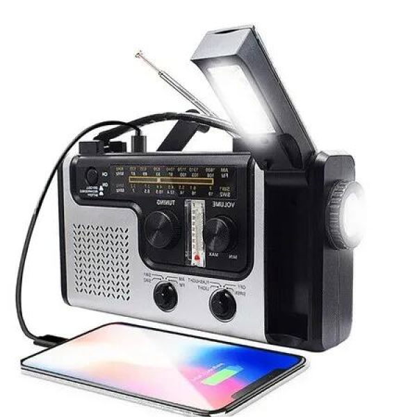 All-in-One Solar Starting Dynamo: Emergency Radio,Flashlight,Phone Charger,Reading Light,Cell Phone Charger With Usb Adapter