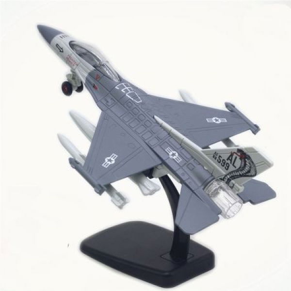 Alloy Plane ToyPull Back Sound Light Large F-16 Fighter Aircraft Model Collection Toys Great Holiday Birthday Gifts Silver