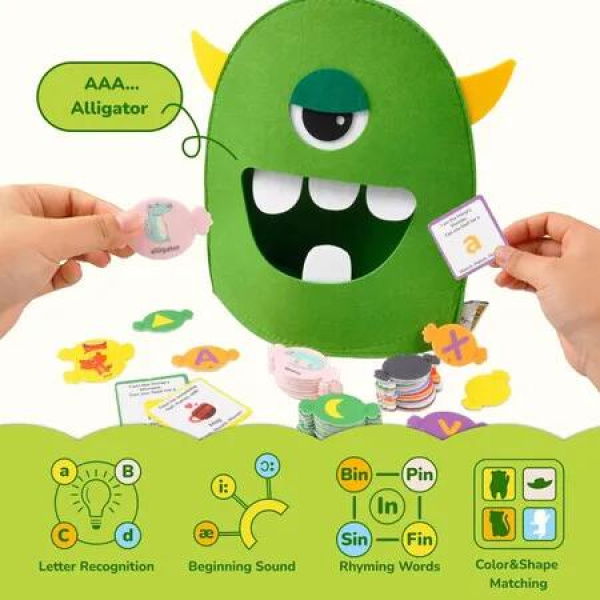 Alphabet Learning Toy,The Alphabet Monster,Letter Recognition Matching Game,Montessori Preschool Toys,ABC Learning Toys for Kids Ages 3+