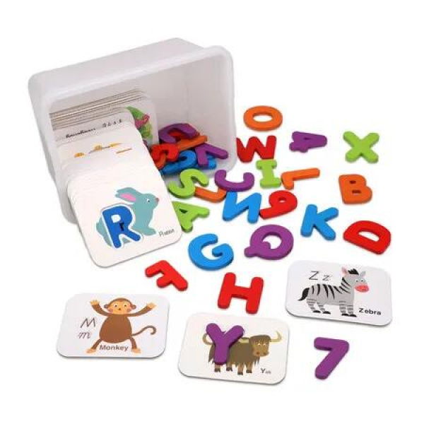 Alphabet Number Matching Card Set Childrens DoubleSided 3D English Cognitive Jigsaw Card Early Toy