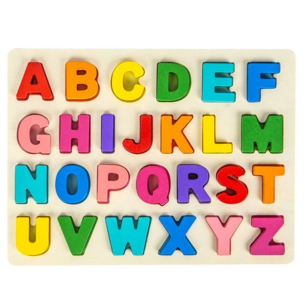 Alphabet Puzzle Wooden Puzzles For Toddlers 1-5 Year Old Toys With Puzzle Board & Letter Blocks Preschool Educational For Girls Boys Gift.