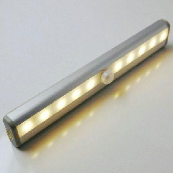 Aluminium Alloy 120lm 10-LED PIR Sensor Closet Light Lamp - Yellow Light