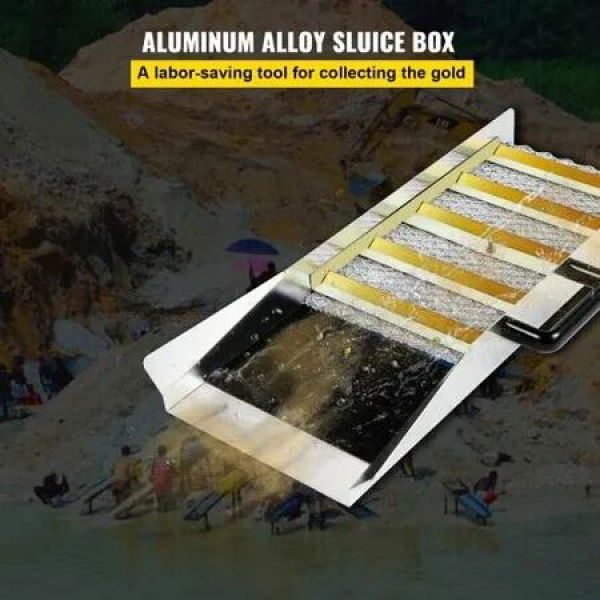 Aluminum Alloy Sluice Box, Compact 24' Mini Sluice Boxes for Gold, Lightweight Gold Sluice Equipment, Portable Sluice Boxes with Miner's Moss, River, Creek, Gold Panning, Prospecting, Dredging