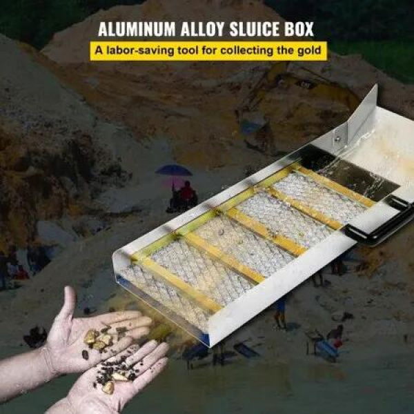 Aluminum Alloy Sluice Box, Compact 30' Long Sluice Boxes for Gold, Lightweight Gold Sluice Equipment, Portable Sluice Boxes with Miner's Moss, River, Creek, Gold Panning, Prospecting, Dredging