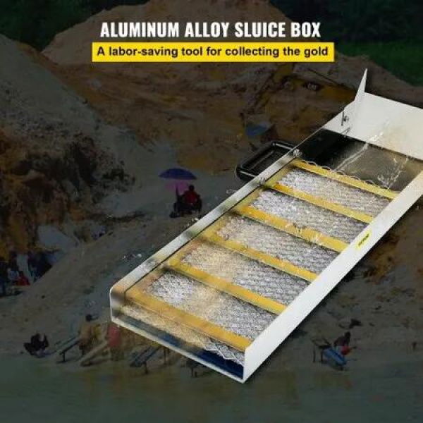 Aluminum Alloy Sluice Box, Compact 36' Mini Sluice Boxes for Gold, Lightweight Gold Sluice Equipment, Portable Sluice Boxes with Miner's Moss, River, Creek, Gold Panning, Prospecting, Dredging