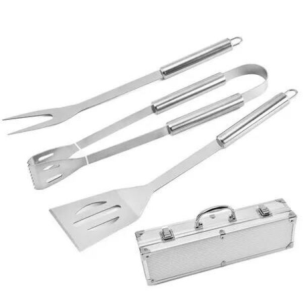 Aluminum BBQ Grilling Tools Set Extra Thick Stainless Steel Multi-Function Spatula Fork Tongs Essential Accessories Barbecue Grill Ideal Gift