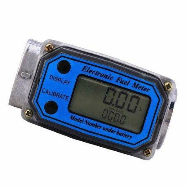 Aluminum Digital Fuel Turbine Flowmeter With LCD Display 1-inch FNPT Inlet/Outlet (10-100 LPM).