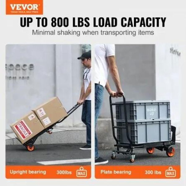 Aluminum Hand Truck 2 in 1 136 kg Max Load Capacity Heavy Duty Industrial Convertible Folding Hand Truck and Dolly Utility Cart Converts from Hand Truck