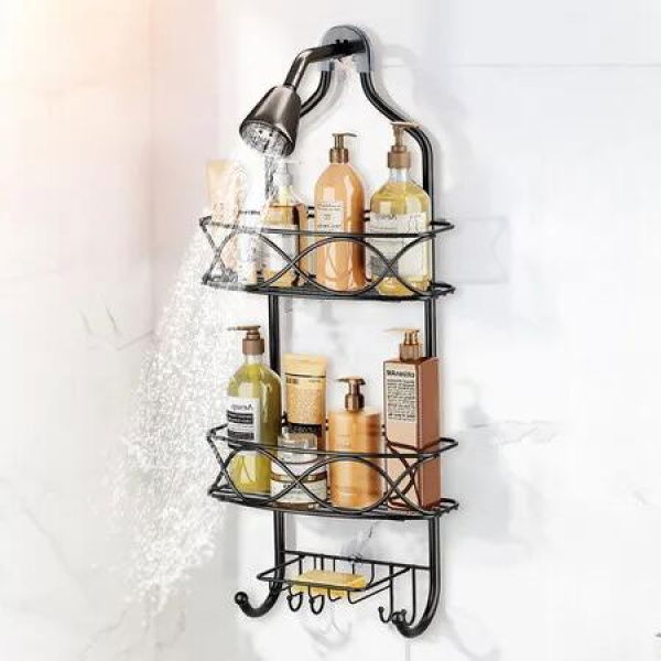 Aluminum Hanging Shower Caddy 3-Shelf Bathroom Organiser Storage Shelves Black