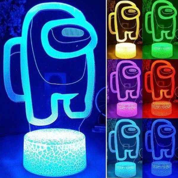 Among Uss 3D Illusion Desktop Light 16 Color Changes LED Sensor Night Light With Remote Smart Touch Function Christmas Gifts