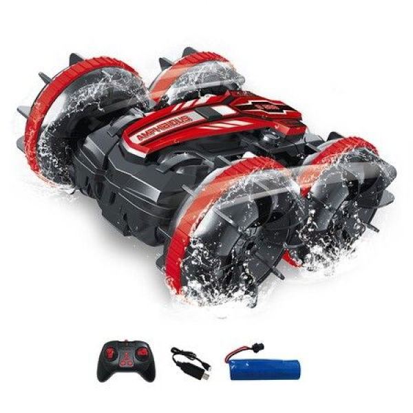 Amphibious RC Car For Kids 2.4 GHz 30 Km/H Remote Control Pool Toys Boat Car For Boys 8-12 Waterproof RC Boat For Kids RC Water Toys For Adults All Terrain Stunt Car Double Sided 360 Rotating.