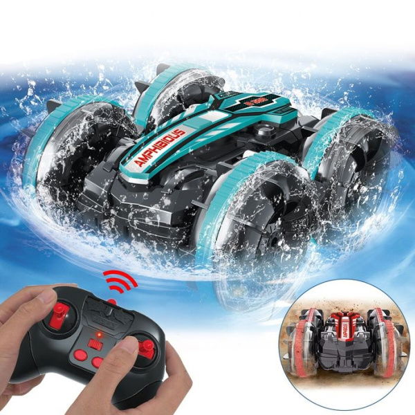 Amphibious RC Cars For Kids Boys 4WD Remote Controls Car Off Road RC Boat All Terrain RC Amphibious Stunt Car Toys RC Vehicle Gift For Girls Boys Gifts Green