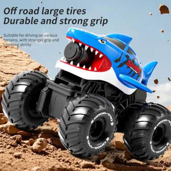 Amphibious Remote Control Car, 2.4GHz Shooting Waterproof RC Monster Truck, 4WD All-terrian Off-Road Water Tank Pool Toy for Kids (Blue)