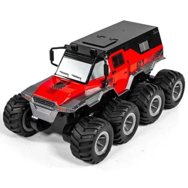 Amphibious Remote Control Car 8WD RC Monster Truck, 2.4GHZ Waterproof All-Terrain Off-Road RC Cars Toys, Gifts for Boys and Girls (Red)
