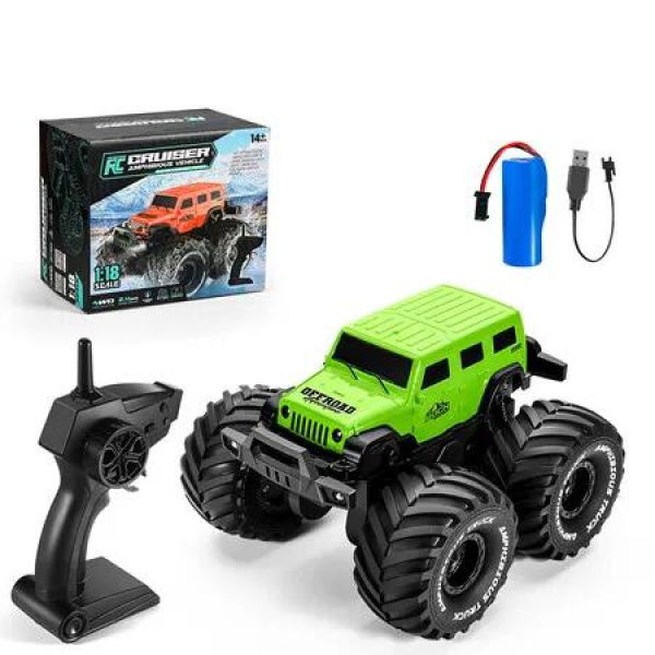 Amphibious Remote Control Car Toys for Boys 2.4GHz 1:18 All Terrain Off Road RC Car Waterproof RC Monster Truck for Kids Boys Age 6 Up, Green