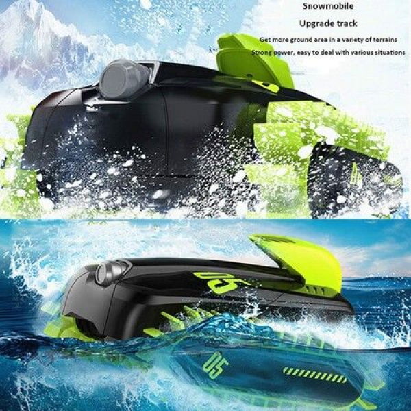 Amphibious Remote Control Car Tracked Off-Road Climbing Vehicle Electric RC Deformation Car Toy Green