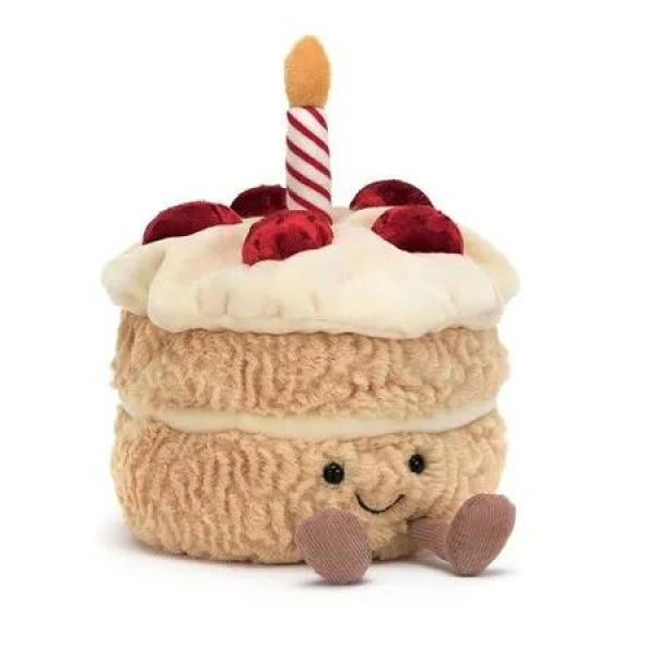 Amuseables Birthday Cake Stuffed Toy Dessert Plush Birthday Gift 12x16cm