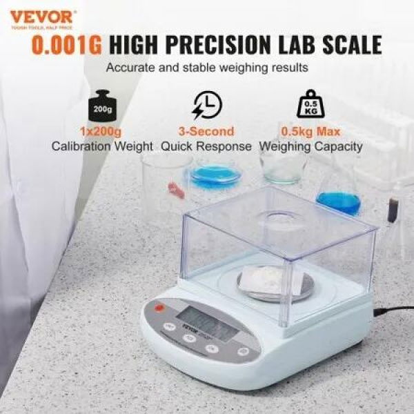 Analytical Balance Lab Scale 500g x 0.001g 13 Units with Windshield LCD