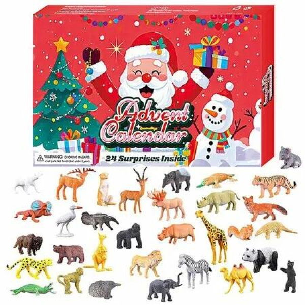 Animal Advent Calendar with 32 Realistic Figures Christmas Countdown Calendar Xmas Socks 24 days for Boys and Girls