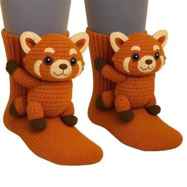 Animal Socks, 3D Knit Animal Socks , 2026 New Funny Double Layer Cotton Socks for Warmth, Cozy Fall and Winter, Raccoon