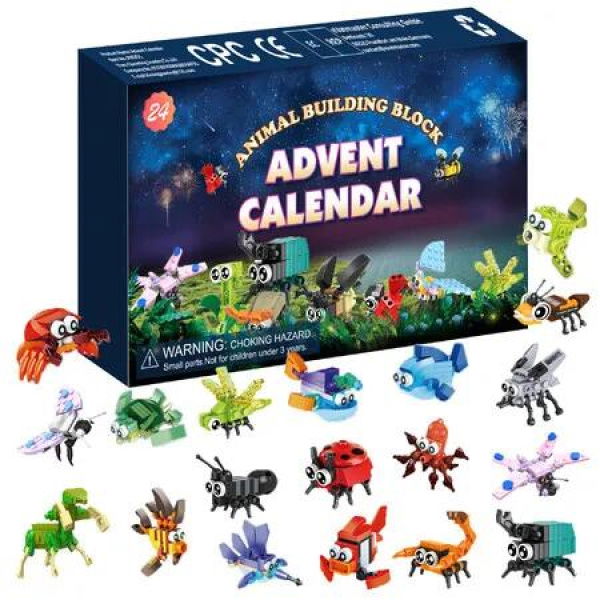 Animals Building Block Advent Calendar 2025, 24pcs Building Blocks Christmas Countdown Calendar Mini Animals Building Block Toys for Boys Girls