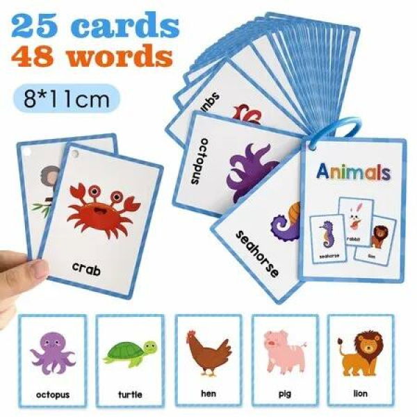 Animals Montessori English Word Learning Flash Cards for Kids,Early Educational Flashcards,Classroom Supplies,Teaching Materials For Teachers