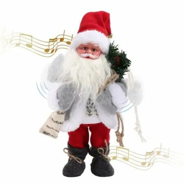 Animated Santa Claus Toy,Singing and Dancing Santa with LED Face and Jingle Bell Song,Christmas Indoor Home Party Decoration