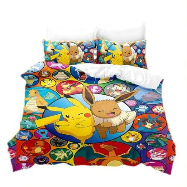 Anime Bedding Set 180x200cm 3PCS Duvet Cover 2 Pillowcases Ultra Soft Sleeping Comfortable Kids Boys Teens Gifts