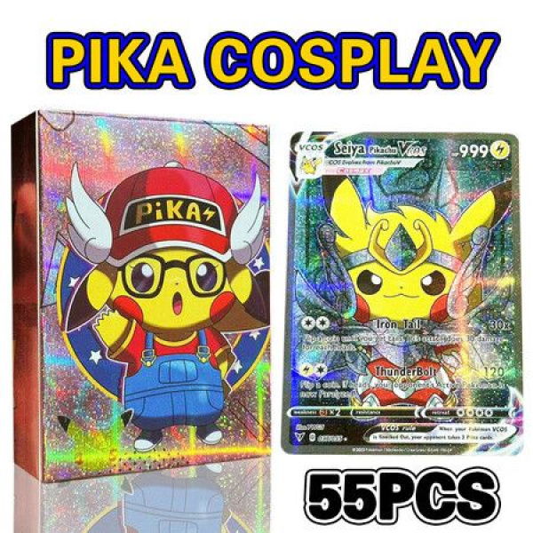 Anime Holographic Pokemon Cards Pikachu Cosplay DIY Characters English Shiny Card