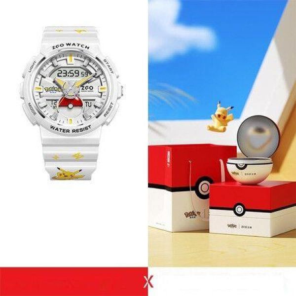 Anime Watch Pikachu Kids Watch Pokemon Series New Student High End Electronic Watch Gifts for Boys and Girls Col.White