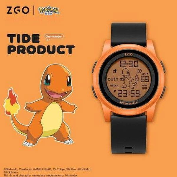 Anime Watch POKEMON Charmander Luminous Waterproof Electronic Alarm Clock Sports Watches Students Gift