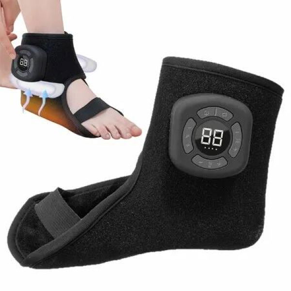 Ankle Foot Massager with Vibration, Adjustable Compression Sleeve with 5 Intensity Levels, Wireless Rechargeable Design for Foot & Ankle Relaxation
